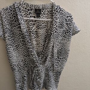 Worthington Black and White Animal Print Blouse